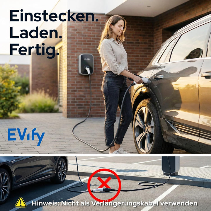 EVify Typ 2 Ladekabel 22kW 7M 32A für Elektroauto &amp; Hybrid inkl. Kabeltasche • Kabel 3 phasig für EV