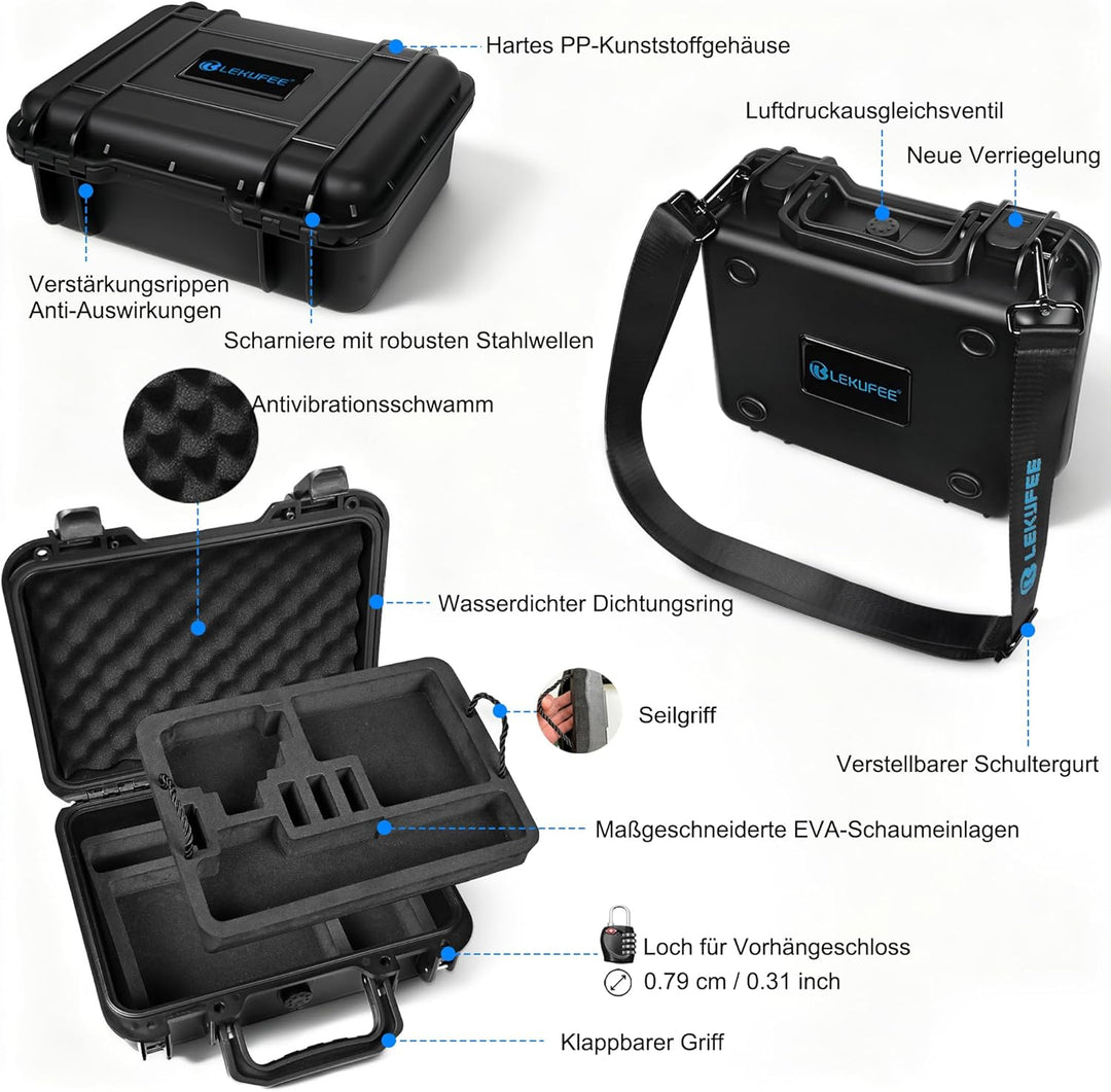 LEKUFEE Kleiner Wasserdichter Hartschalenkoffer für DJI Osmo Action 6/5 Pro/4/3 Actionkamera,Adventu