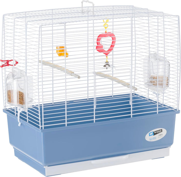 Ferplast Vogelkäfig Kanarienvogel, inkl. Vogelspielzeug, Vogel-Futternapf, Vogel-Sitzstangen, Weiss,