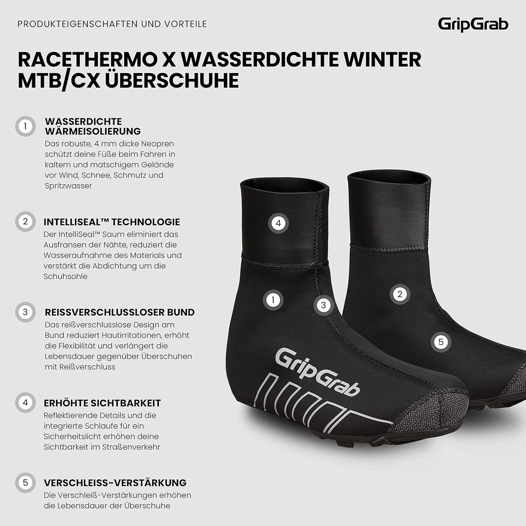 GripGrab RaceThermo X Gravel Bike MTB Überschuhe Winter Neopren Mountainbike CX Thermo Radsport Über