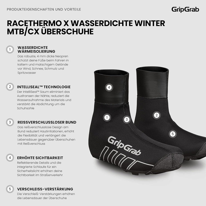 GripGrab RaceThermo X Gravel Bike MTB Überschuhe Winter Neopren Mountainbike CX Thermo Radsport Über