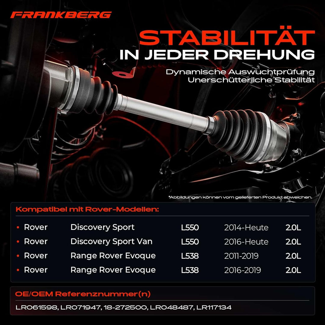 Frankberg Antriebswelle Vorderachse Rechts Kompatibel mit Discovery Sport L550 2.0L 2.2L 2014-2023 R