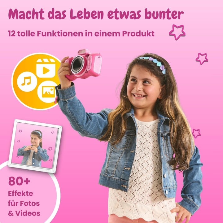 VTech KidiZoom Duo FX in Pink – Robuste Digitalkamera mit kreativen Apps und Spielfunktionen – Für K
