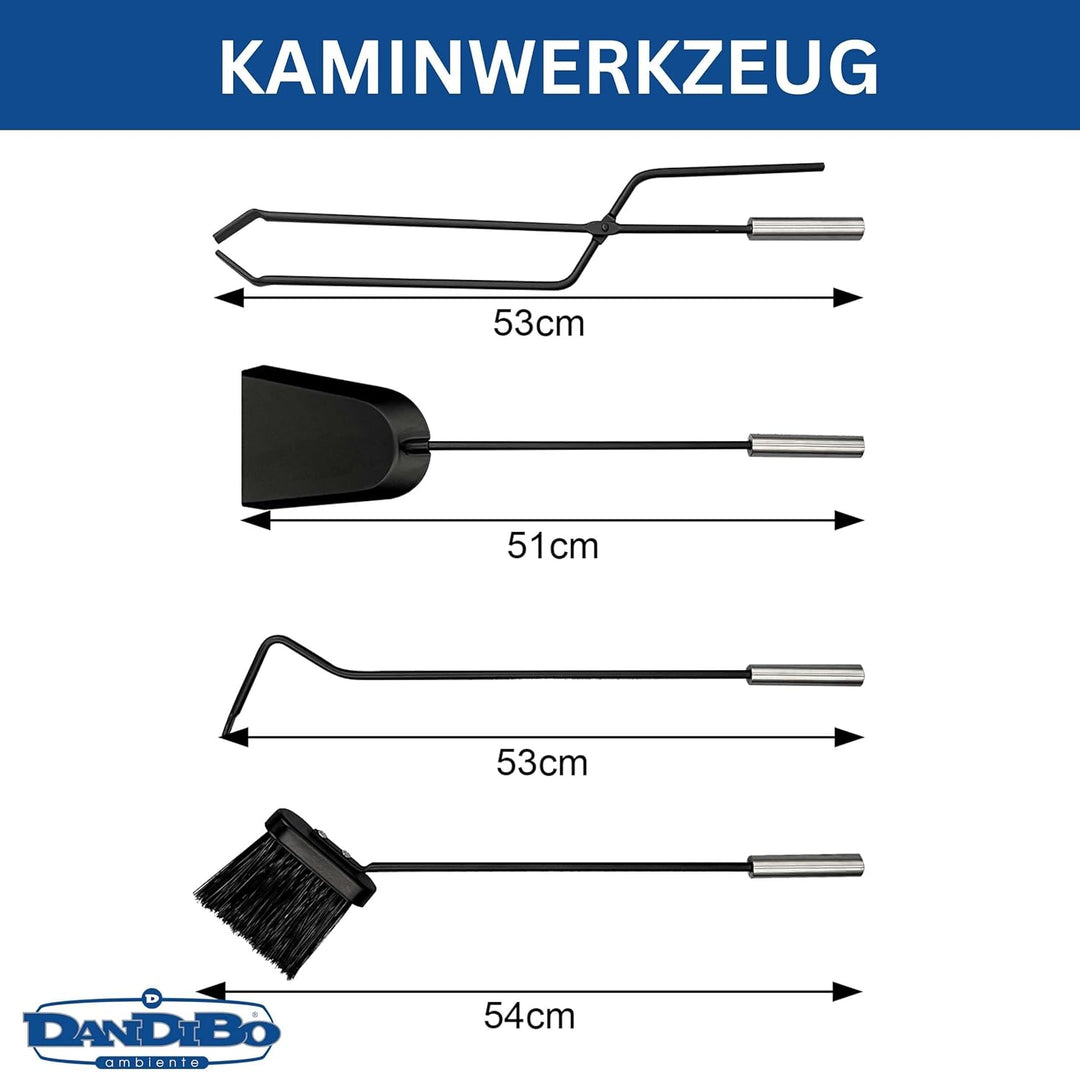 DanDiBo Kaminbesteck Modern Edelstahl 5 Teilig Set 96615 Kaminset Kamingarnitur Ofenbesteck