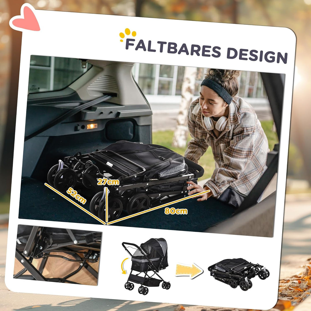 PawHut Hundebuggy Hundewagen Buggy für kleine Hunde und Katzen Haustierwagen Pet Stroller Katzenbugg