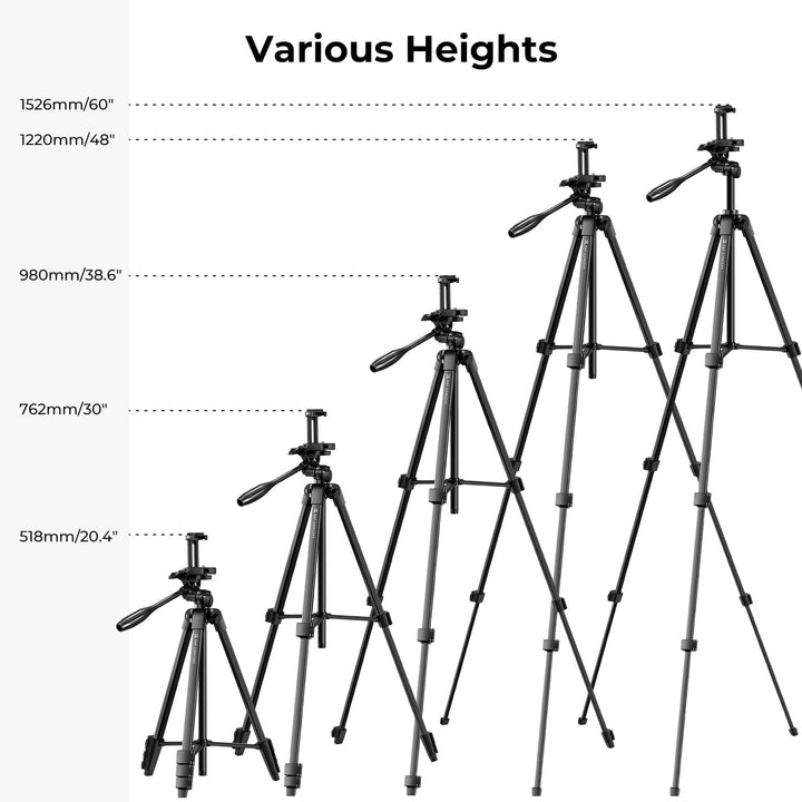 K&F Concept NT510 Handy Stativ,152cm leichtes Stativ, Tripod für DSLR Canon Nikon Sony, Stativ für S