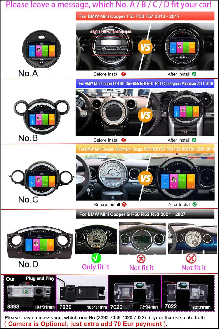 Android Autoradio mit GPS-Navigation Auto Radio Ersatz für Mini Mini R56/Clubman R55/Countryman R60/