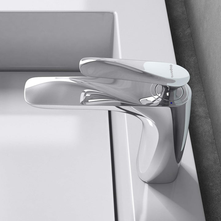 doporro Design Armatur Wasserhahn Bad Silber | Waschtischarmatur für Waschbecken | Waschbeckenarmatu