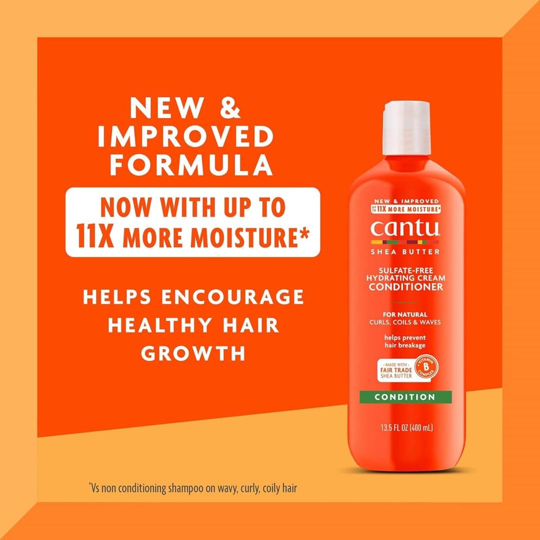 Cantu Sulfatfreies Shampoo & Conditioner 12oz mit Sheabutter Feuchtigkeitscreme 12oz