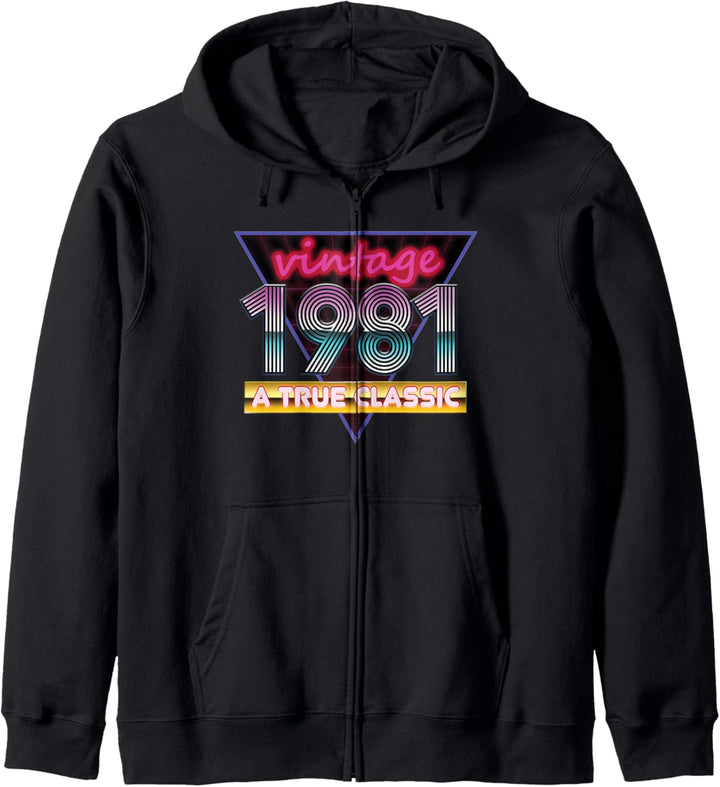 Vintage 1981 Klassischer 40. Geburtstag Retro 80er Jahre Synthwave Kapuzenjacke
