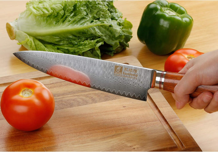 Sunlong Professionelles Kochmesser 8 Zoll japanischer VG10 Damaststahl Küchenmesser - scharfe Klinge