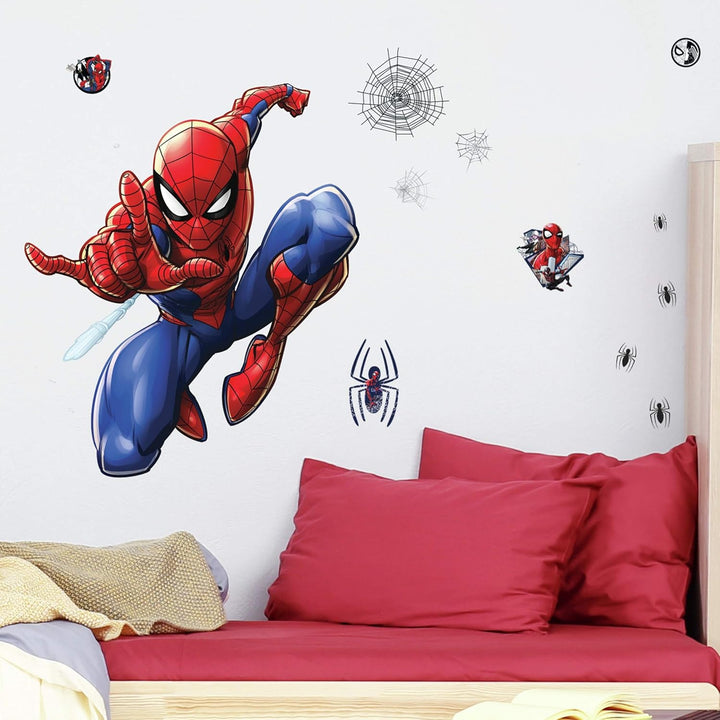 RoomMates Riesiger wiederverwendbarer Spiderman-Aufkleber, Blau, Rot, Schwarz, Spiderman