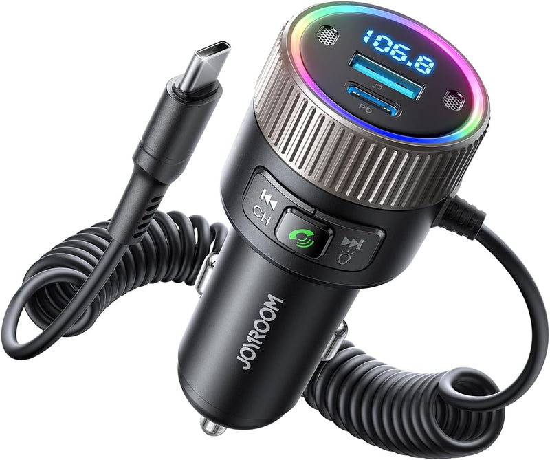 JOYROOM 2024 Neueste 5.4 Bluetooth Adapter Auto 60W [PD 30W & USB-C Spiralkabel 30W] FM Transmitter