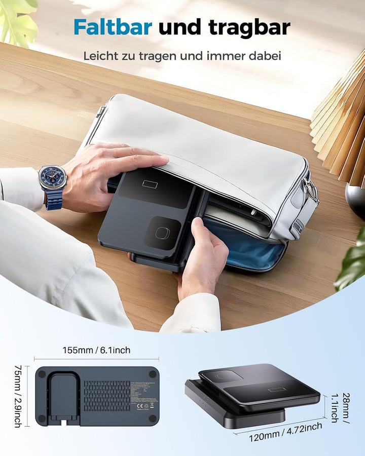 EGV Induktive Ladestation für Samsung – 3-in-1 Wireless Charger kompatibel mit Galaxy S26 Ultra/S25/