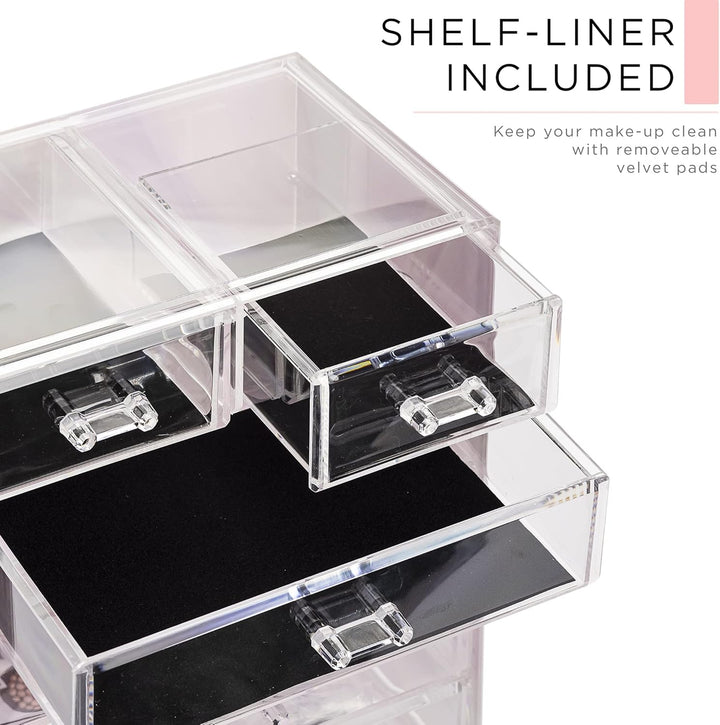 Sorbus Aufbewahrungsbox aus Acryl, geräumiges Design, ideal für Badezimmer, Kommode, Schminktisch un