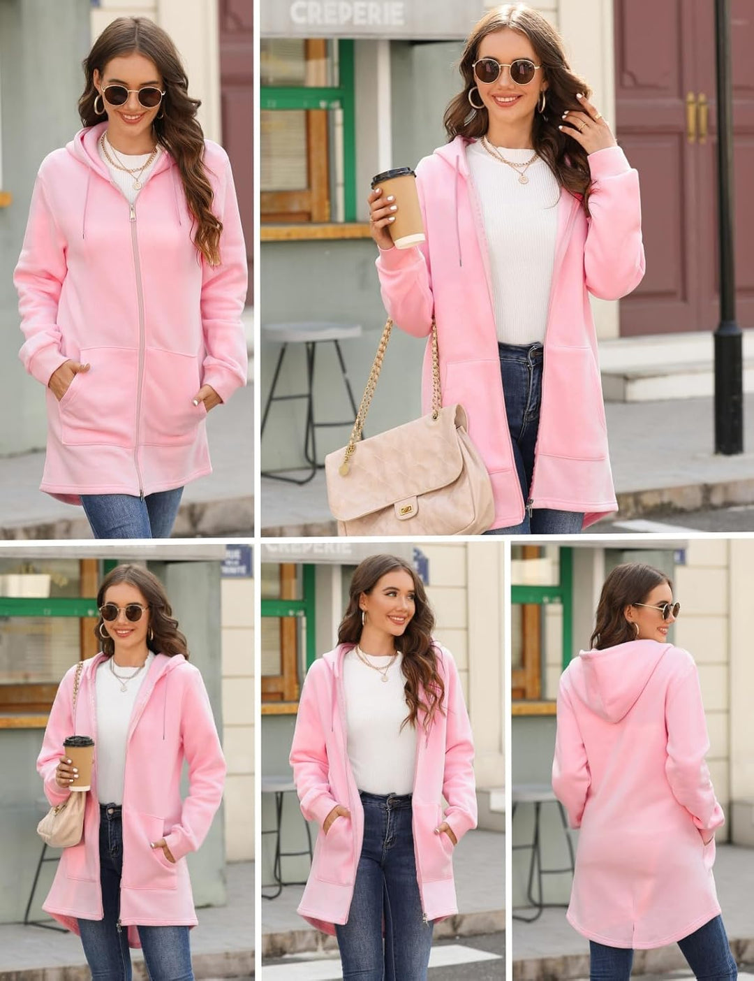 Tuopuda Damen Hoodie Jacke Oversize Reissverschluss Winterjacke Langarm Mantel Winter Warm Cardigan