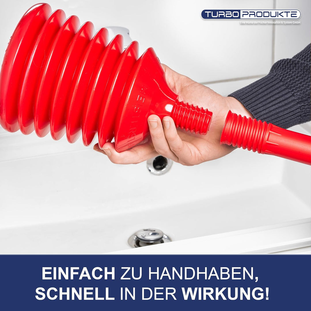 TURBO PRODUKTE Turbo Stampfer Eisblau - Pömpel rohrfrei - Saugglocke für Toilette, Waschbecken, Dusc