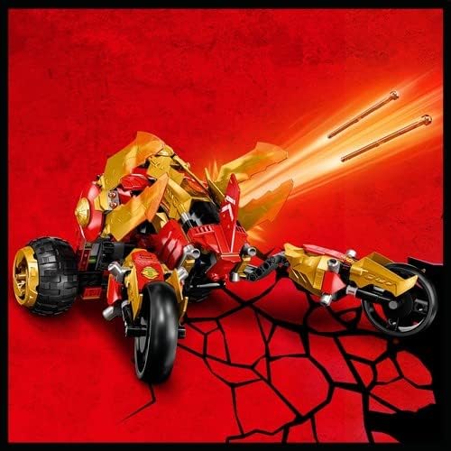 LEGO 71773 NINJAGO Kais Golddrachen-Raider Set, Auto mit Kai und Goldener Drache Zane als Minifigure