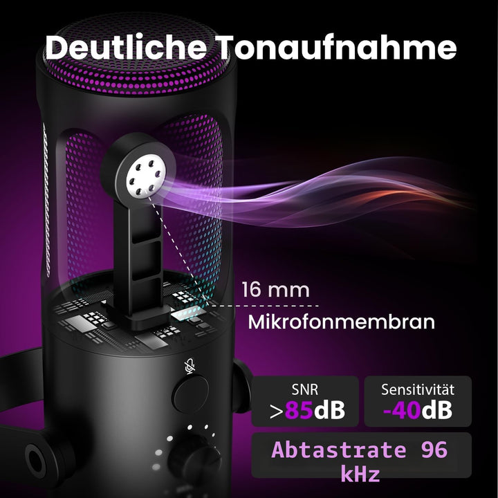 Ortizan Gaming Mikrofon PC, USB Podcast Mikrofon für PS4/5 und Mac, Noise Cancellation Kondensator M