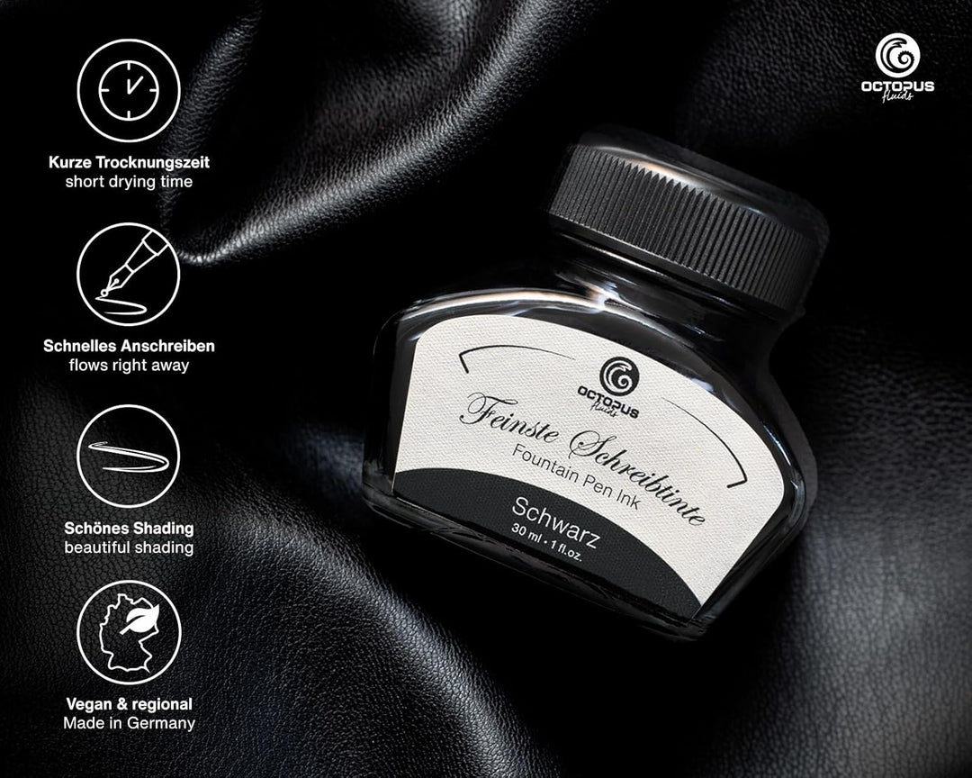 Diplomat Aero Füllhalter in schwarz mit Edelstahlfeder M und farblich perfekt passender Füllhalterti