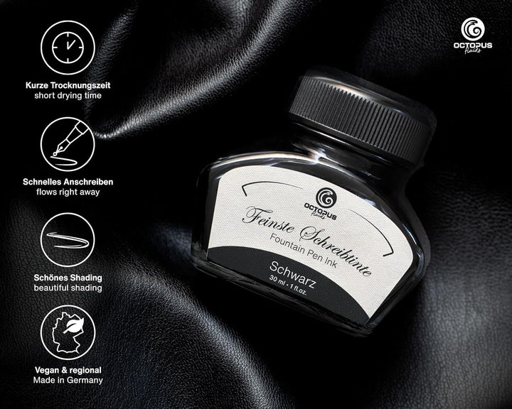 Diplomat Aero Füllhalter in schwarz mit Edelstahlfeder M und farblich perfekt passender Füllhalterti