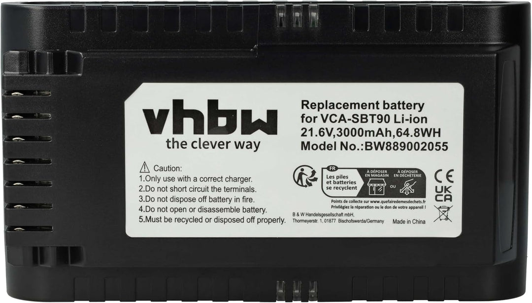 vhbw Akku kompatibel mit Samsung VS20T7536T5/EN, VS20T7538T5/SH, VS20T7562R5/EG Staubsauger Schwarz