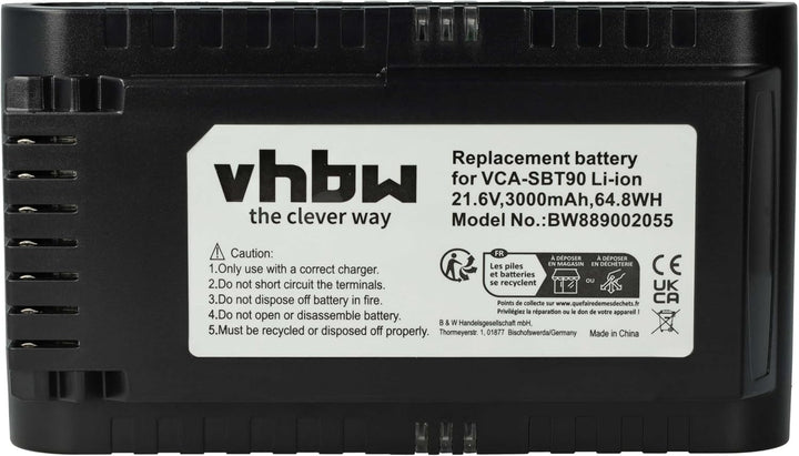 vhbw Akku kompatibel mit Samsung VS20T7536T5/EN, VS20T7538T5/SH, VS20T7562R5/EG Staubsauger Schwarz