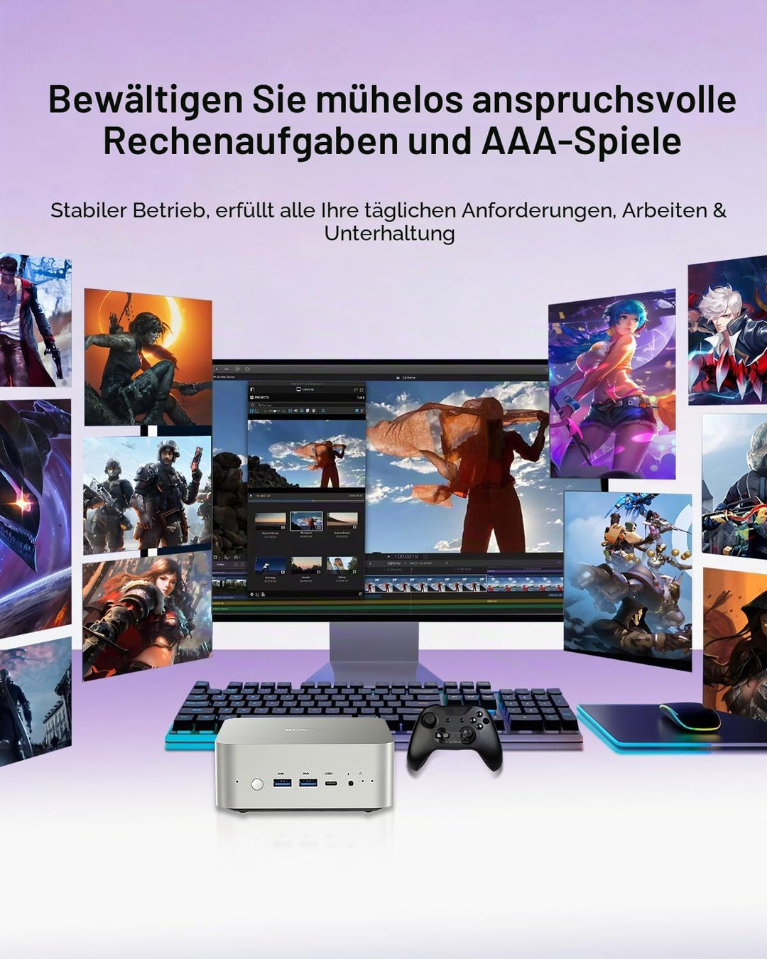 Reatan X8-HG HX470 mini PC, AMD Ryzen AI 9 470 (12C/24T, up to 5.2 GHz),48GB DDR5 RAM, 1TB PCIe 4.0
