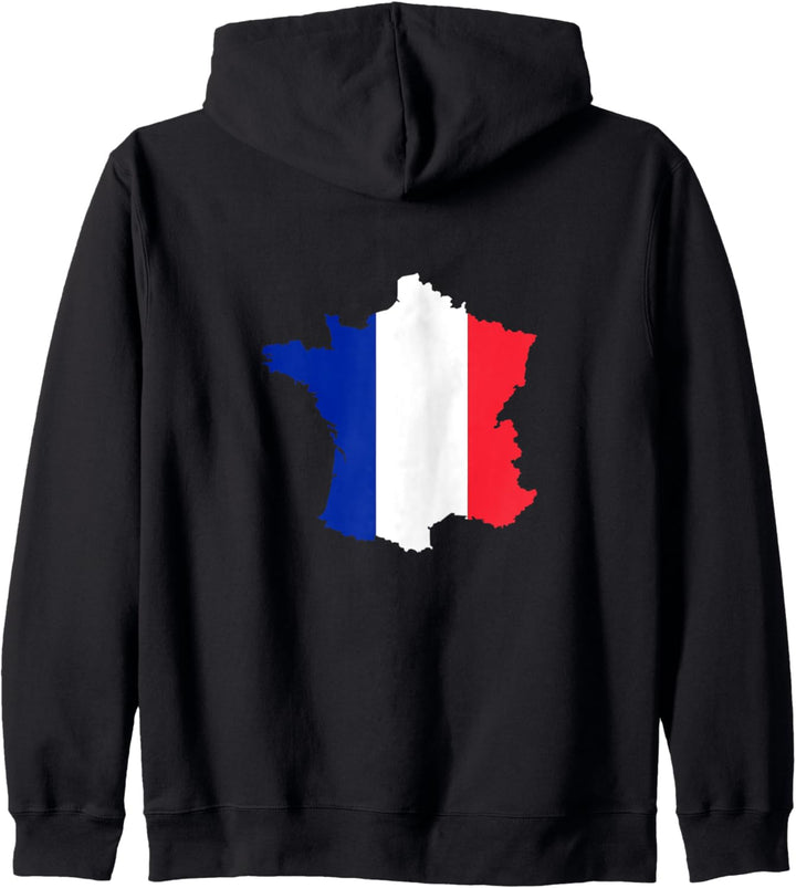 Frankreich Länderumriss auf Flagge Kapuzenjacke