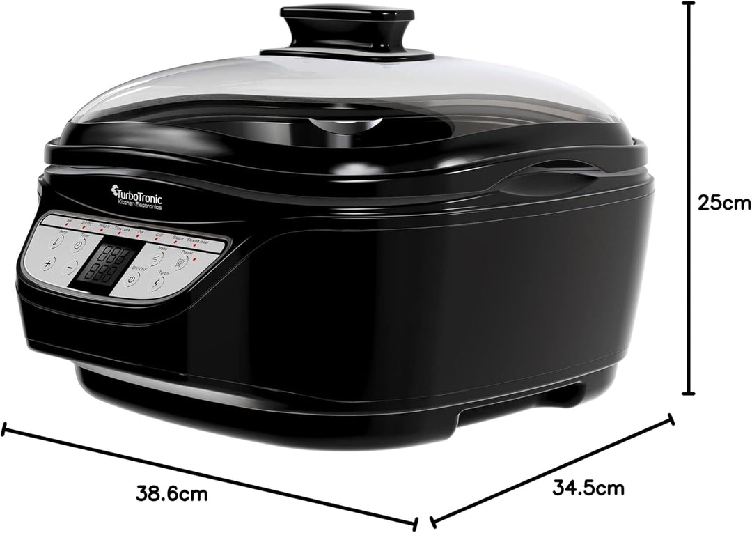TurboTronic DMC24 Multikocher 5L mit Fritteuse & Frittierfunktion, 1500W, Schongarer, Dampfgarer, 8