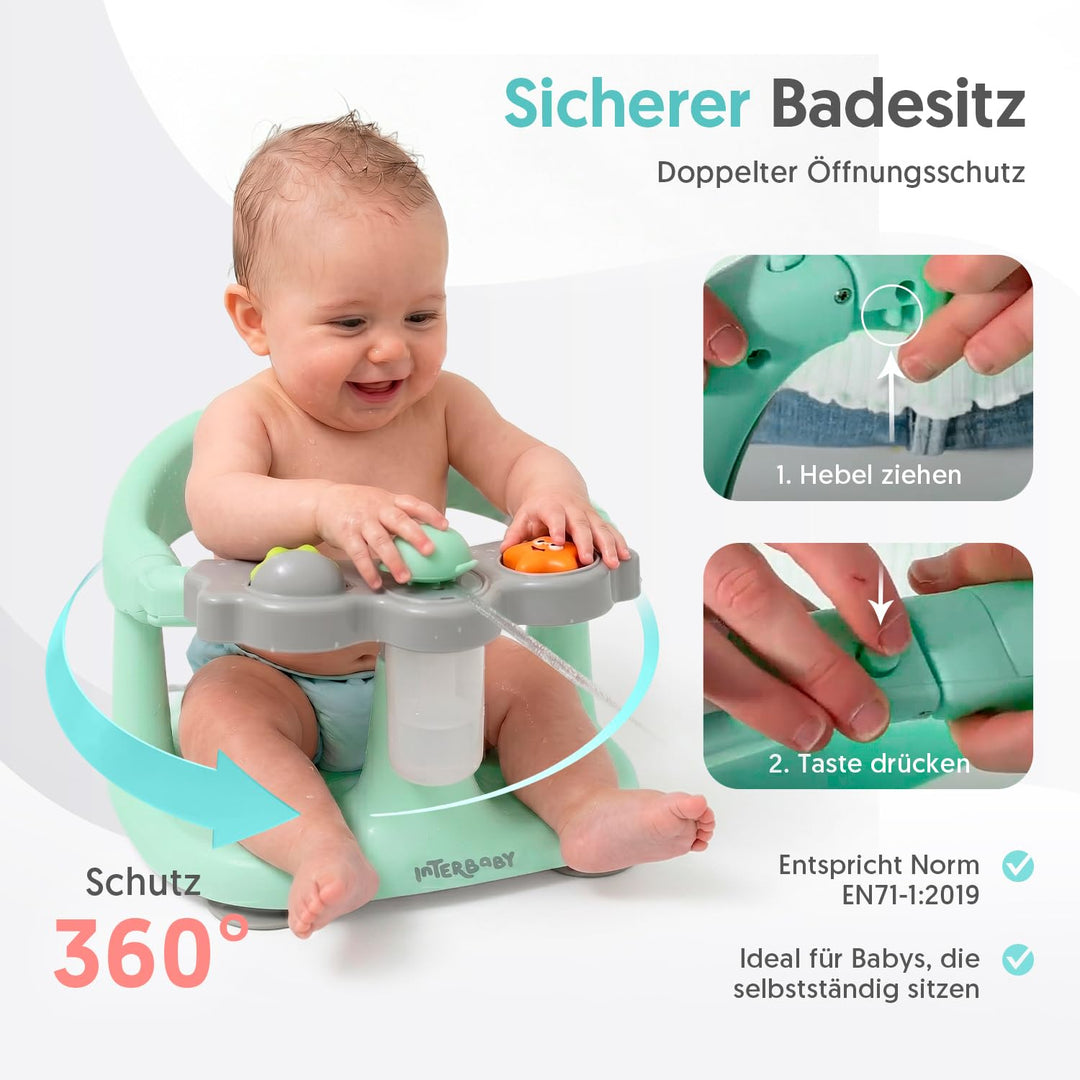 Interbaby Badewannensitz Baby Rutschfest mit Saugnäpfen | Baby Badewannensitz Sicher &amp; Ergonomisch |