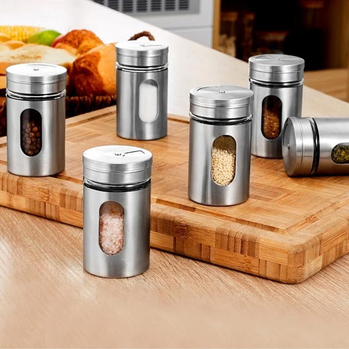 8er Gewürzgläser Set, 80ml Gewürzdosen mit 3-fach Streuregulierung incl. Etiketten Gewürzstreuer mit