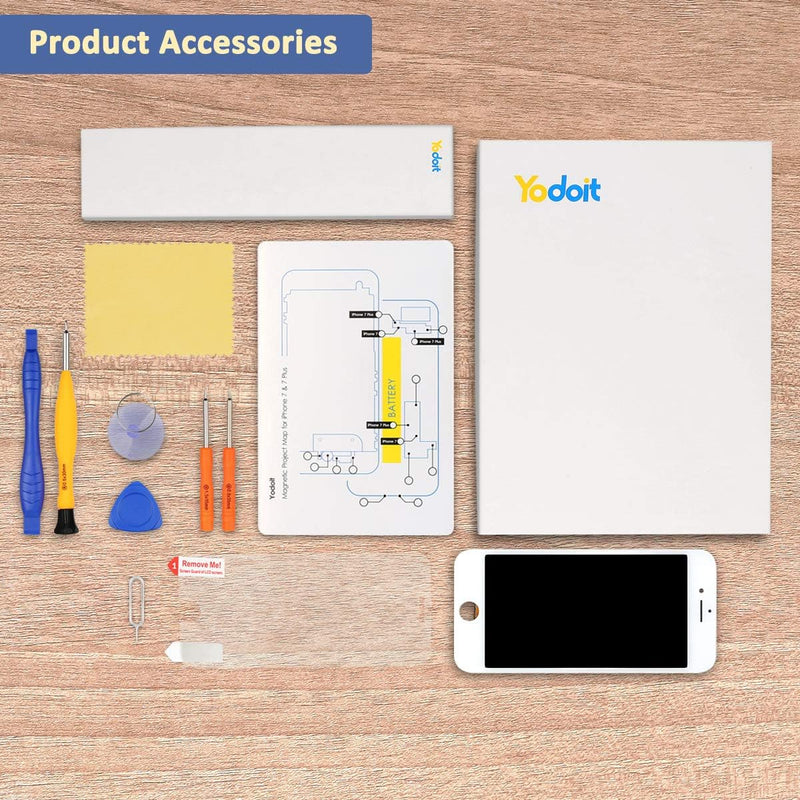 Yodoit Komplett Display für iPhone 7 LCD Bildschirm vormontiert weiss, Digitizer Montage Glas Touchs