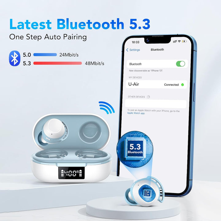 FAMOO Bluetooth Kopfhörer in Ear, 5.3 Kabellos, 42 Stunden Spielzeit mit Ladeetui, LED-Anzeige, Comf