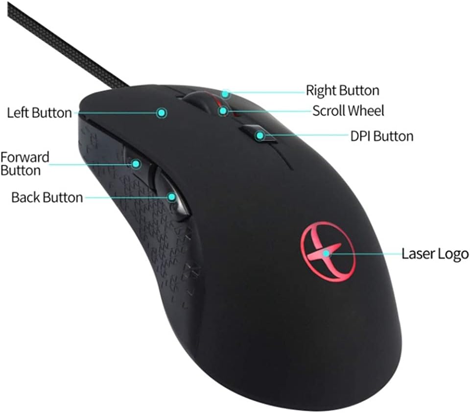 Mit beheizter Maus, kabelgebundene Gaming-Maus, ergonomisches Design, 6 programmierbare Tasten, 2400