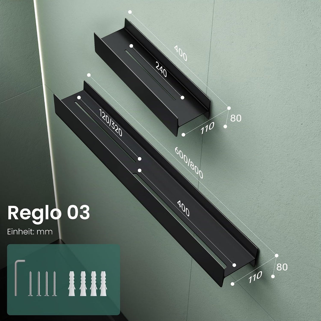 Mai & Mai Duschablage zum Bohren oder Kleben Duschregal Badablage 60cm Badezimmerablage zur Wandmont