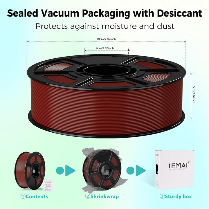 IEMAI ASA Filament 1.75mm 1Kg, 3D Drucker Filament ASA Braun, UV-beständig, Hitzebeständig, Massgena