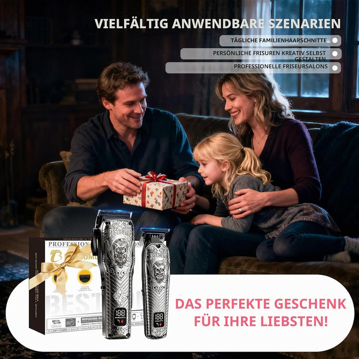 BESTBOMG Professionelle schnurlose Herren-Haarschneidemaschinen und Bartschneider-Sets und -Sets, Me