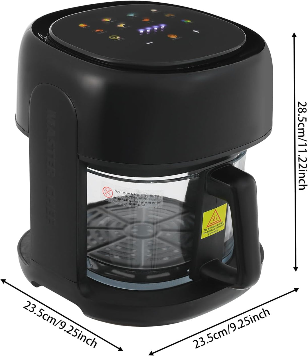 Heissluftfritteuse mit Sichtfenster 3,3 L Airfryer Temperaturbereich LCD 80–190 °C Kompakt Fritteuse