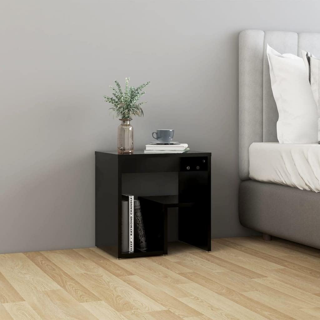 vidaXL Nachttisch mit Regal Nachtschrank Nachtkonsole Nachtkommode Schlafzimmer Schrank Kommode Beis