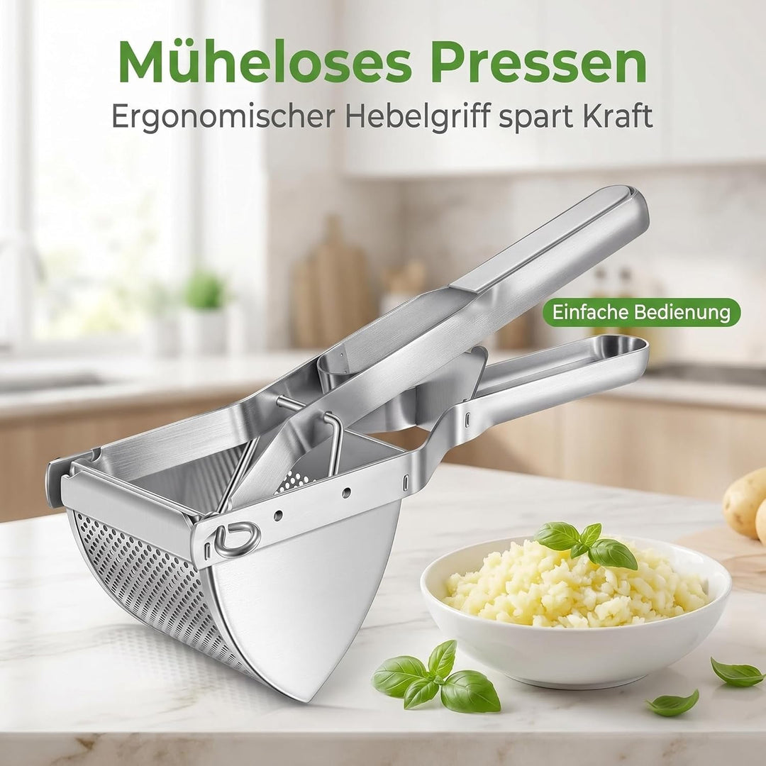DULCE DOM Kartoffelpresse Edelstahl, Robustes Gemüse- & Obstpassiergerät für Cremiges Püree, Ergonom