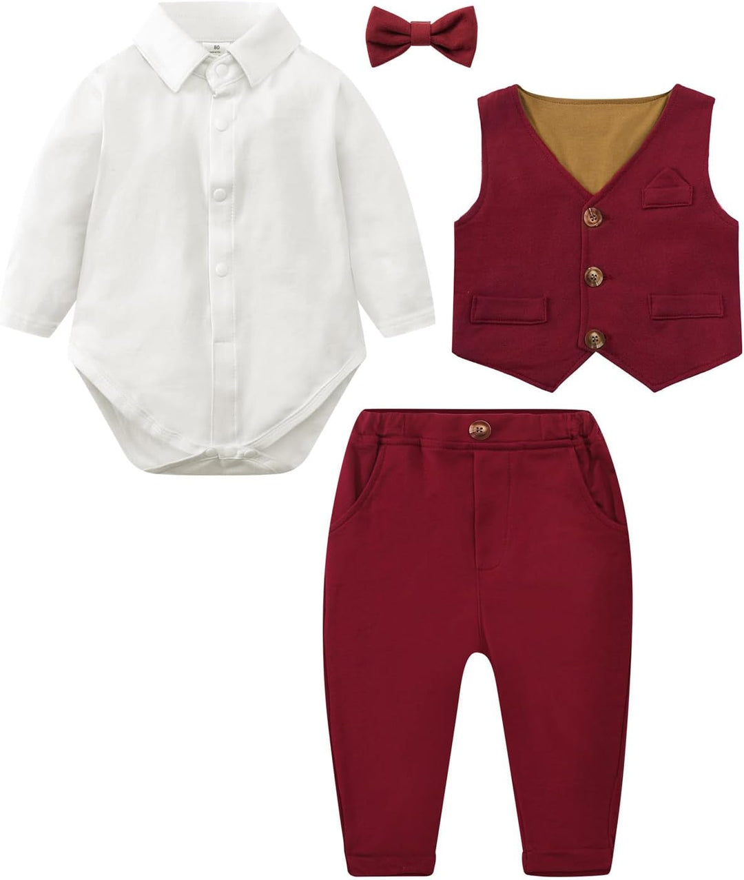 mintgreen Baby Anzug Junge, 3 Stück Formelles Outfit Taufanzug Gentleman Smoking Shirt & Weste + Hos