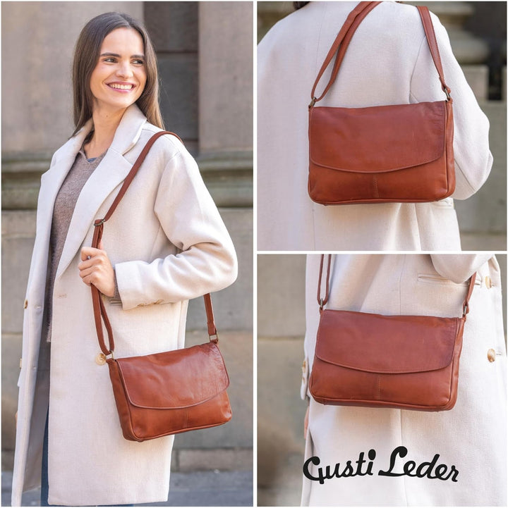 Gusti Leder Umhängetasche Damen - Maisie – Kleine Ledertasche Damen aus Echtleder - Vintage Umhänget