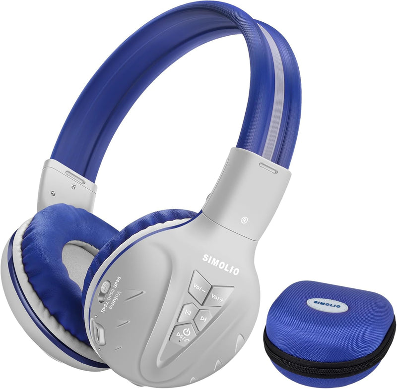 SIMOLIO Kinder Kopfhörer Bluetooth mit 75dB/85dB/94dB Volume Limited, Kinder Wireless Headsets mit M