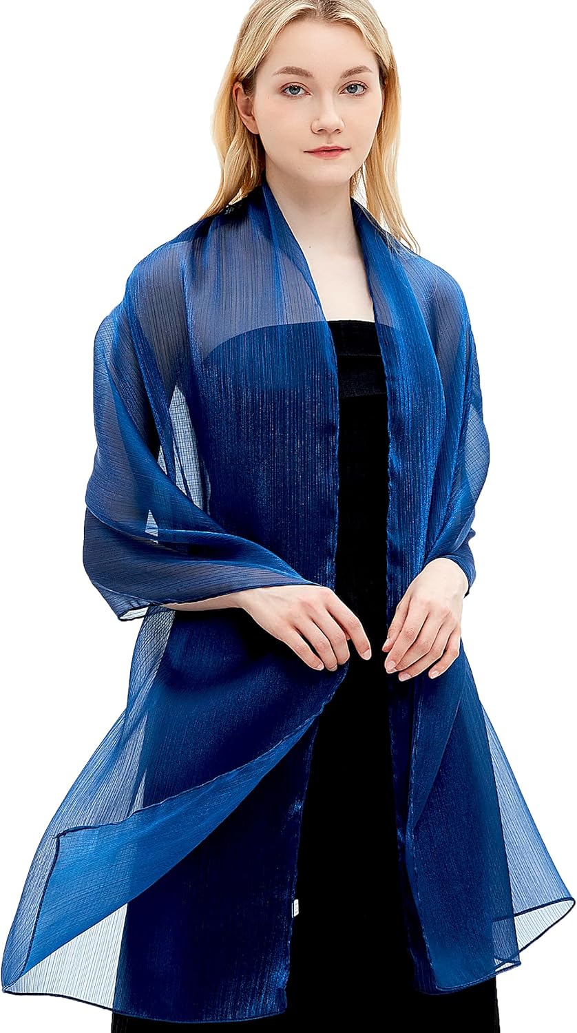 Gragengs Damen Schals und Wraps für Abendkleider Leichte Sheer Crepe Tücher Shimmer Hochzeit Party S