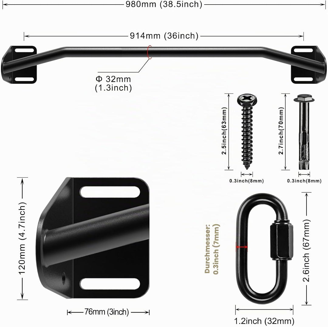 SELEWARE Klimmzugstange Türrahmen Klimzugststange Wand - Pull Up Bar Wandmontage Latzugstangen Home