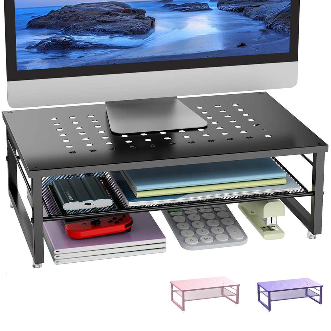 Schreibtisch-Organizer und Zubehör, 2-stufiger Monitorständer aus Metall, Monitor-Organizer für den