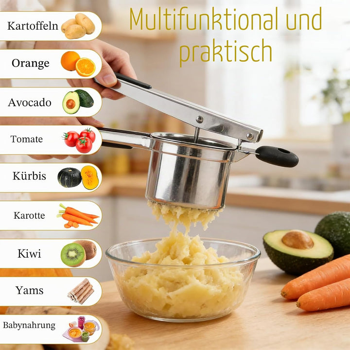 HORREX Kartoffelpresse, Gourmet Multipresse, Kartoffelpressen & Spätzlepressen, Edelstahl Rostfrei 4