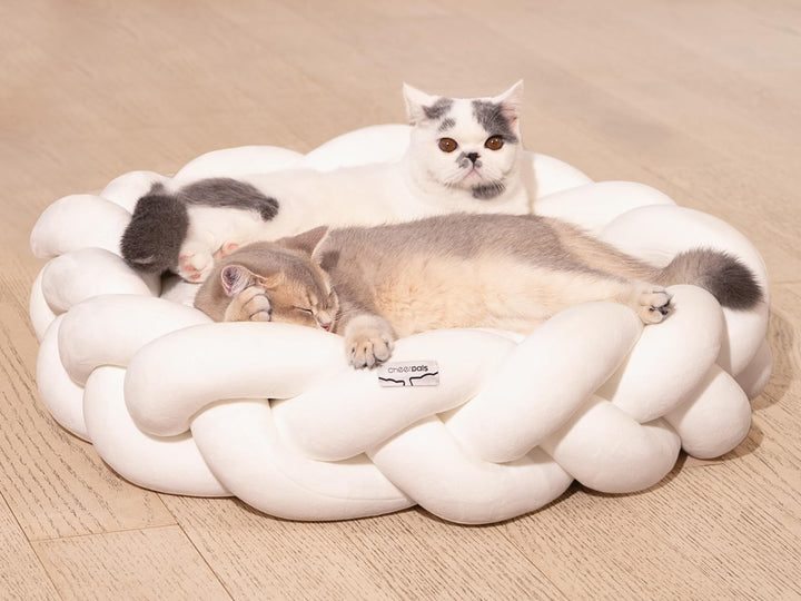 CheerPals Grosses Katzenbett 60cm, Waschbar Geflochtenes Kuschelhöhle, Hundebett mit Hochelastischer