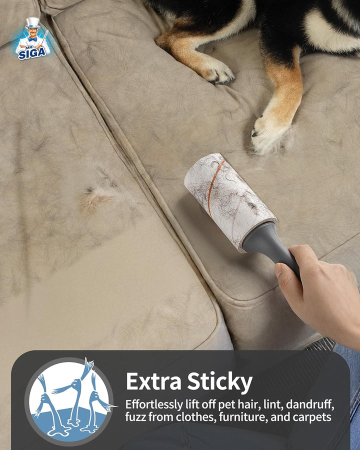 MR.SlGA Fusselrollen für Tierhaare Extra Klebrig, 720 Blätter, Fusselentferner für Kleidung, Möbel,